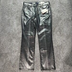 NYDJ Marilyn Straight Copper Coated Snake Jean Women's 12 Metallic